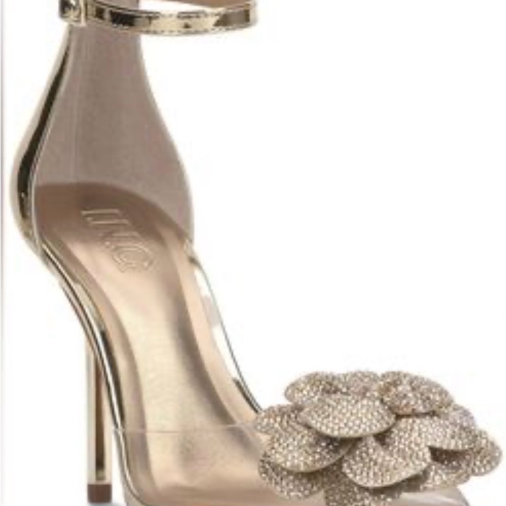 I.N.C. International Concepts Sheona Flower High Heel Pumps Golden Size 6.5 M